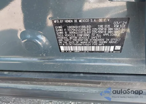 2024 Honda Hr-V 2Wd Sport/2Wd Sport W/O Bsi z USA, uszkodzony, nr VIN 3CZRZ1H59RM754604